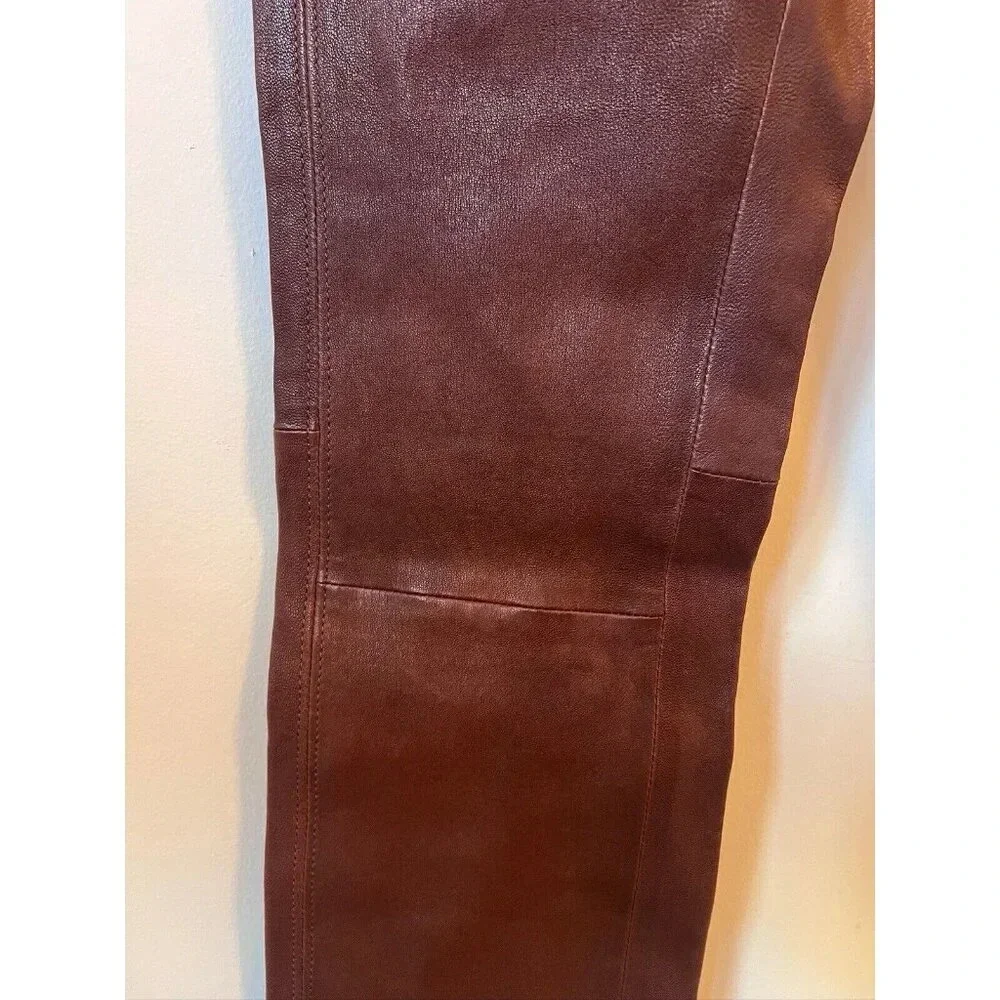 Rag & Bone Simone Lamb Leather Pants Women's 4 Stretchy NWT Brown - Picture 8 of 11